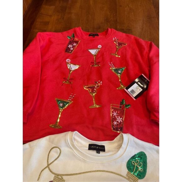 Woman’s brand new state of mine  with tags Christmas bling sweatshirt bundle siz - Picture 3 of 3